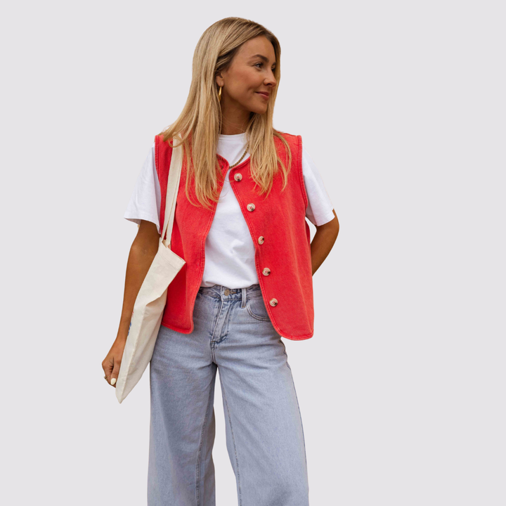 Alizia™ | Blød denimvest med knapper