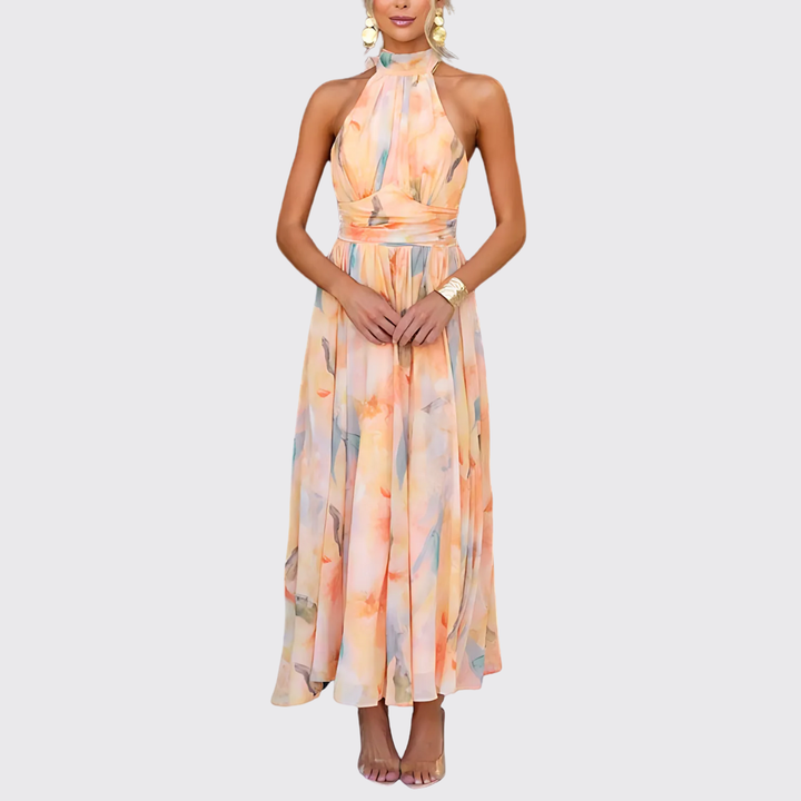 Leah™ | Elegant maxikjole i chiffon med halterneckudskæring