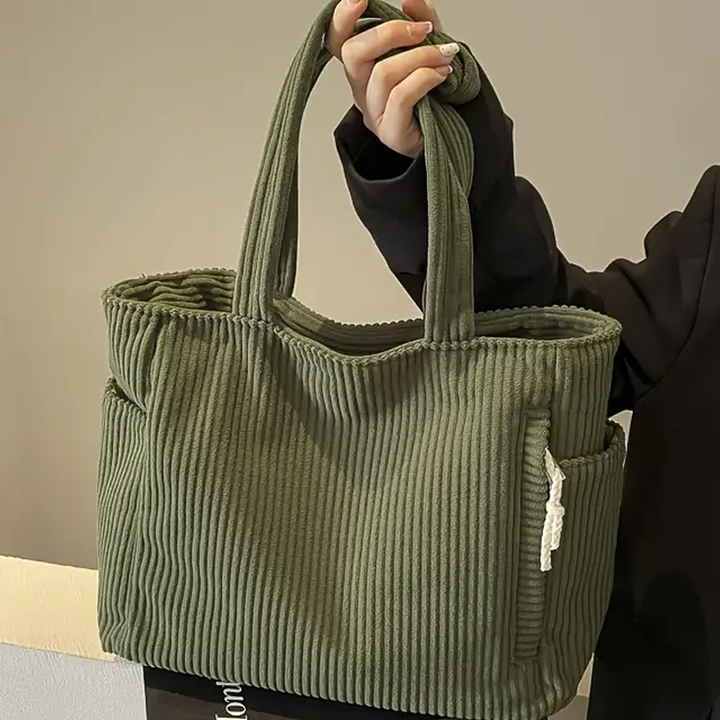 Marcella™ | Skuldertaske i blød fløjl med ribber