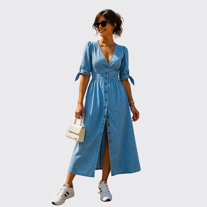 Belle™ | Elegant maxikjole med knapper