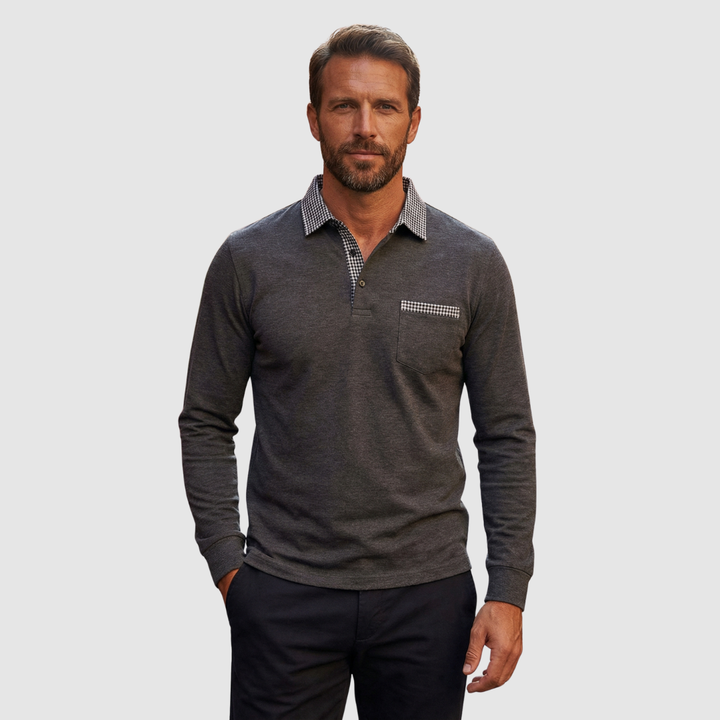 Renzo™ | Elegant langærmet polo med kontrastdetaljer