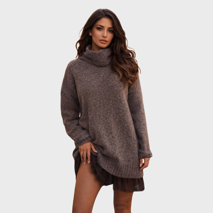 Aurora™ | Oversized rullekravesweater med blondedetalje