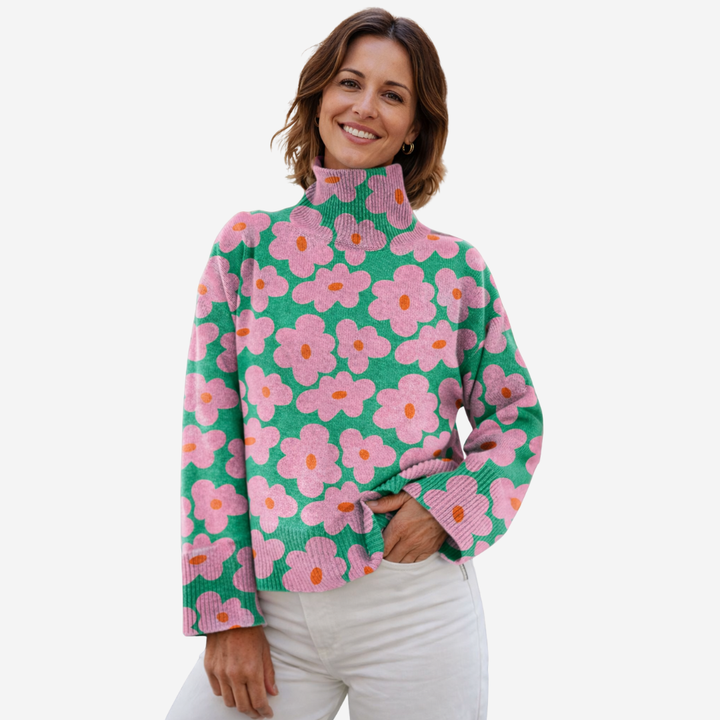 Alessia™ | Blomstret trøje med høj hals