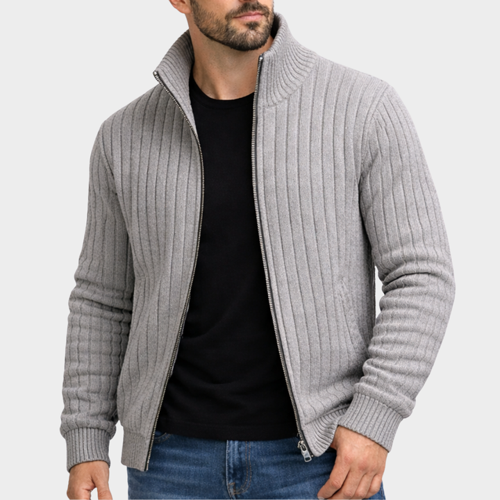 Samuele™ | Ribstrikket cardigan med lynlås
