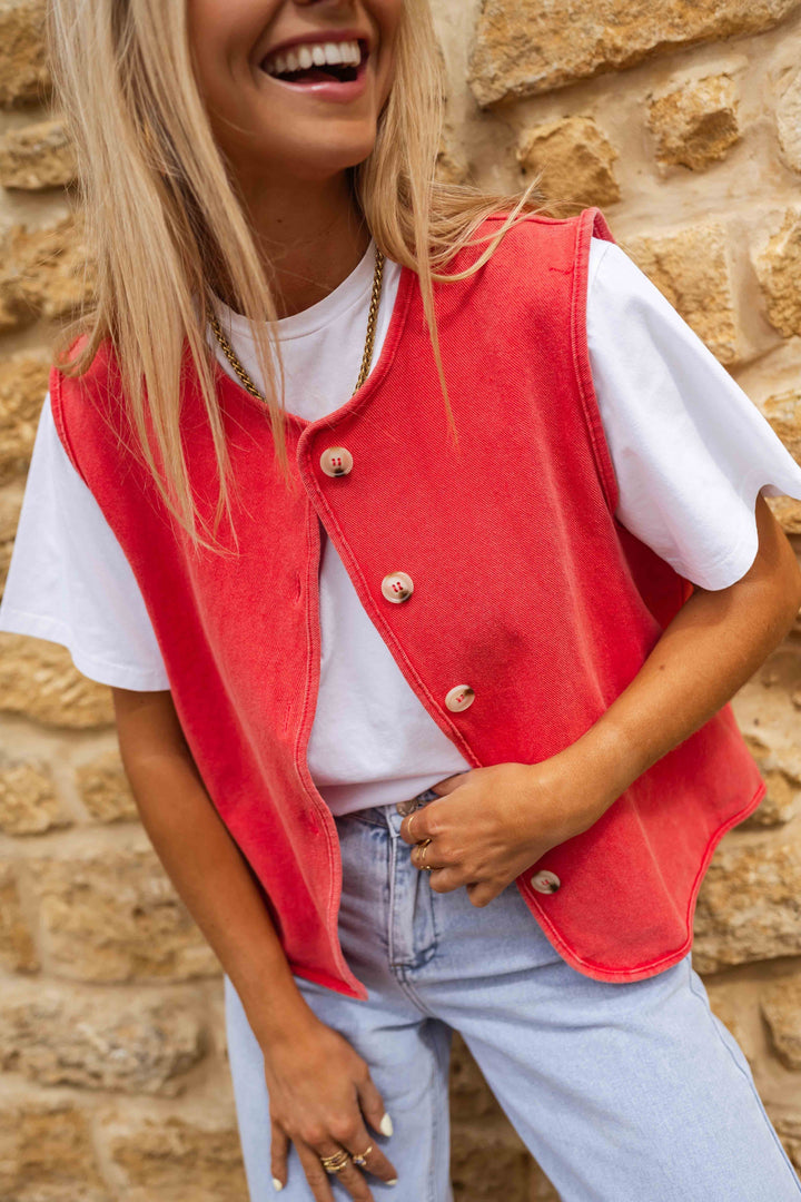Alizia™ | Blød denimvest med knapper