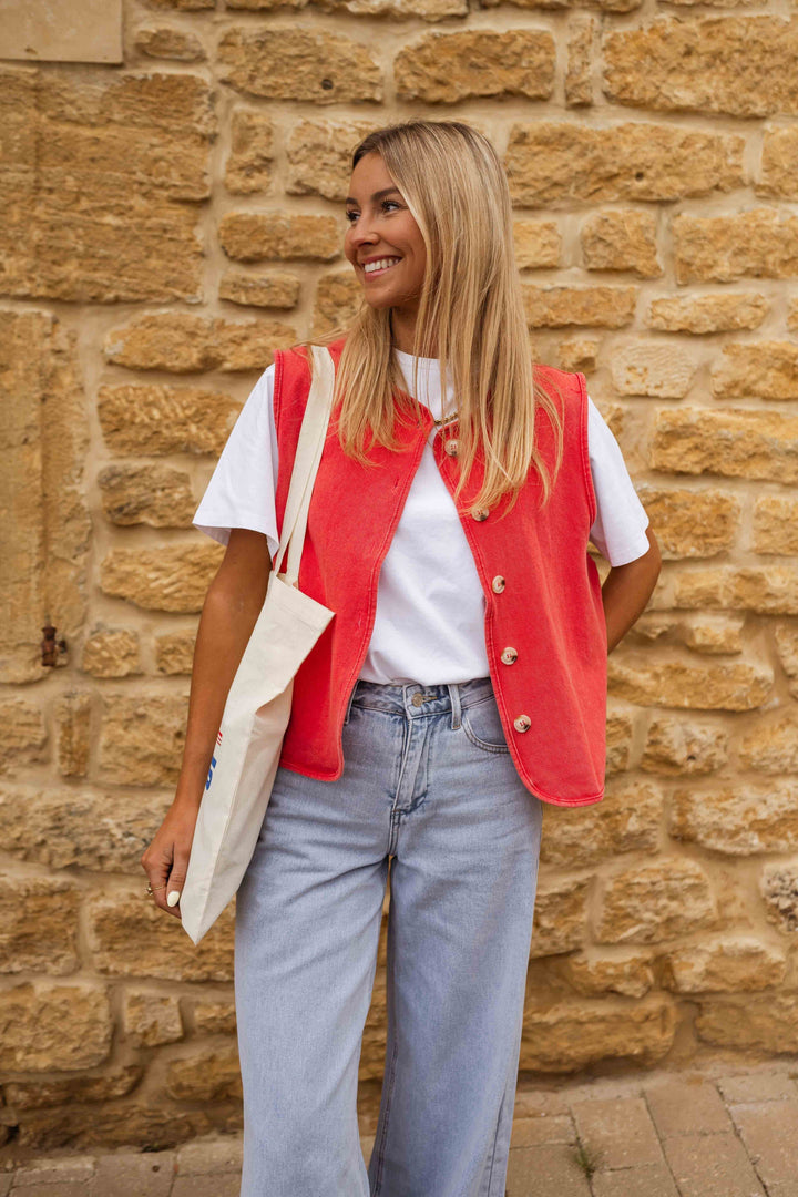 Alizia™ | Blød denimvest med knapper