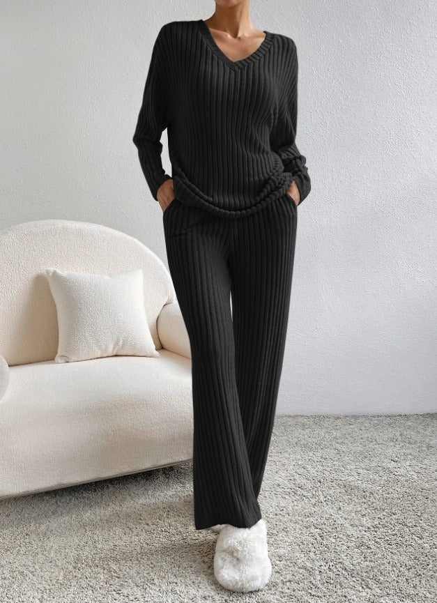 Isabella™ | Elegant ribstrikket loungewear-sæt