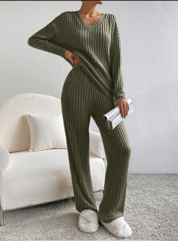 Isabella™ | Elegant ribstrikket loungewear-sæt