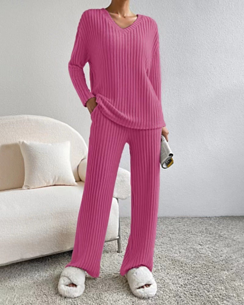 Isabella™ | Elegant ribstrikket loungewear-sæt