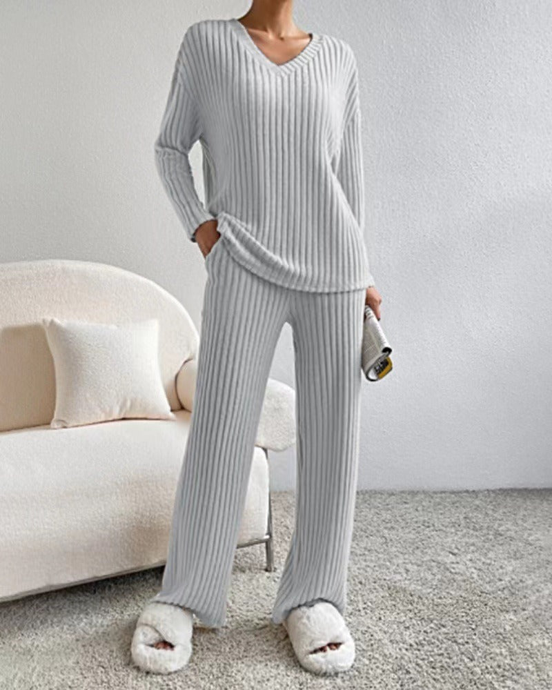 Isabella™ | Elegant ribstrikket loungewear-sæt