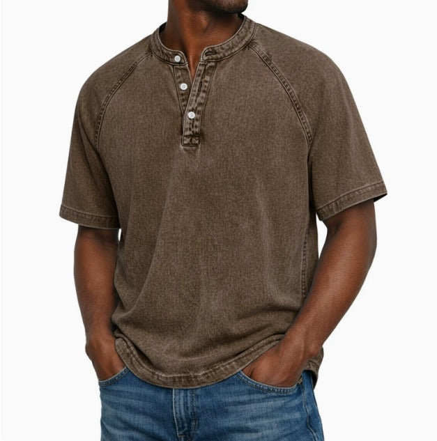 Bastian™ | Henley i vintage denim