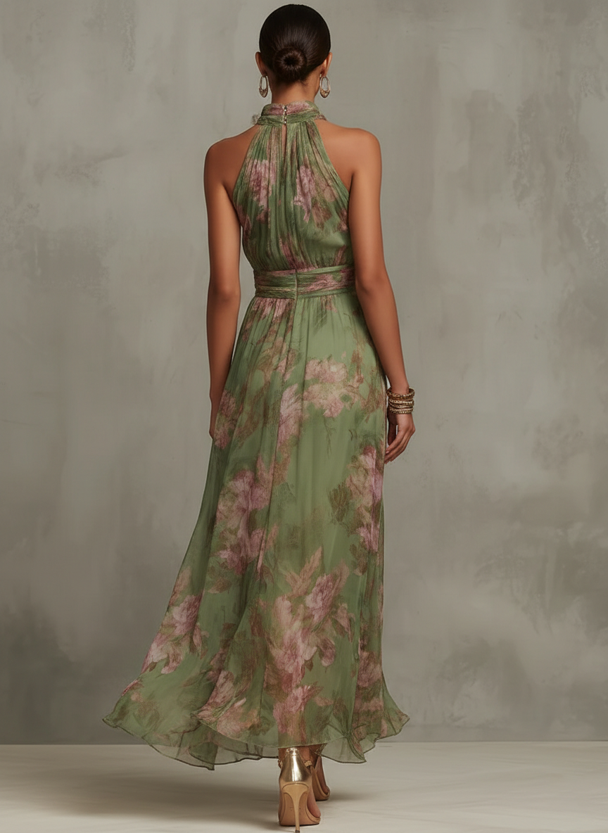 Marianne™ | Blomstret halter maxikjole