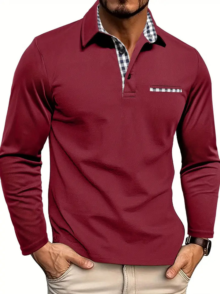 Renzo™ | Elegant langærmet polo med kontrastdetaljer
