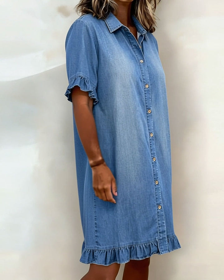 Anne™ | Rynket denimkjole