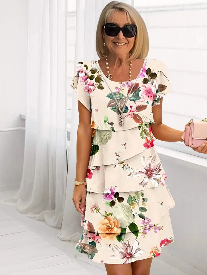 Ellie™ | Lagdelt kjole med blomsterprint