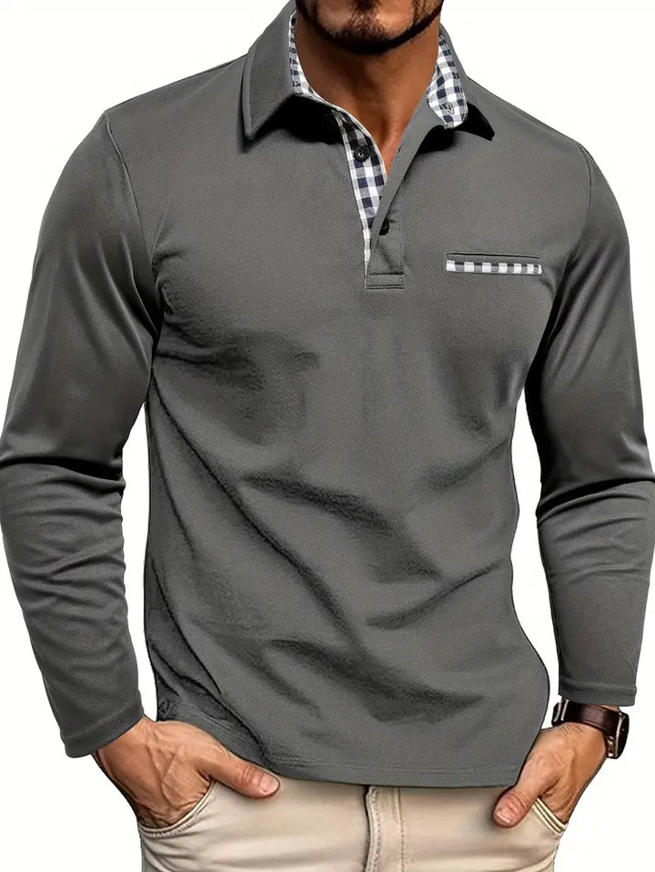 Renzo™ | Elegant langærmet polo med kontrastdetaljer