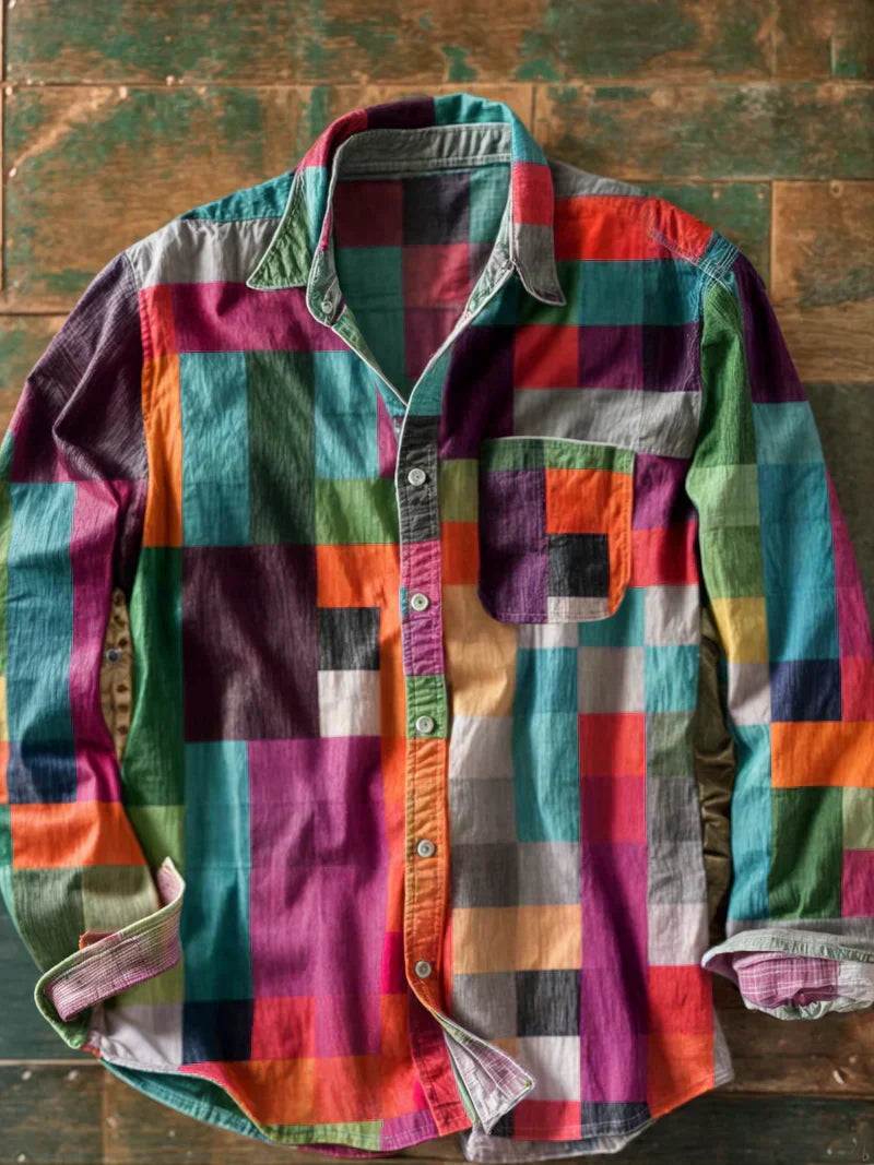Anders™ | Patchwork skjorte med brystlomme