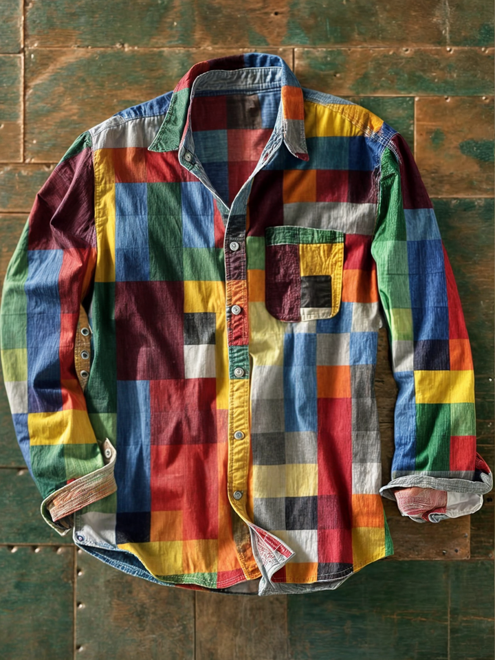 Anders™ | Patchwork skjorte med brystlomme