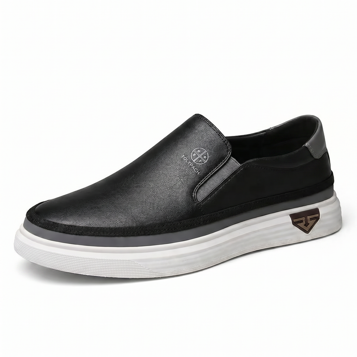 Aksel™ | Sorte slip-on lædersneakers