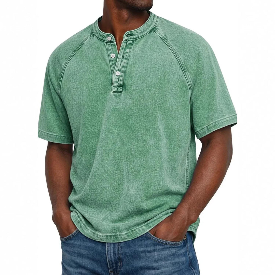 Bastian™ | Henley i vintage denim