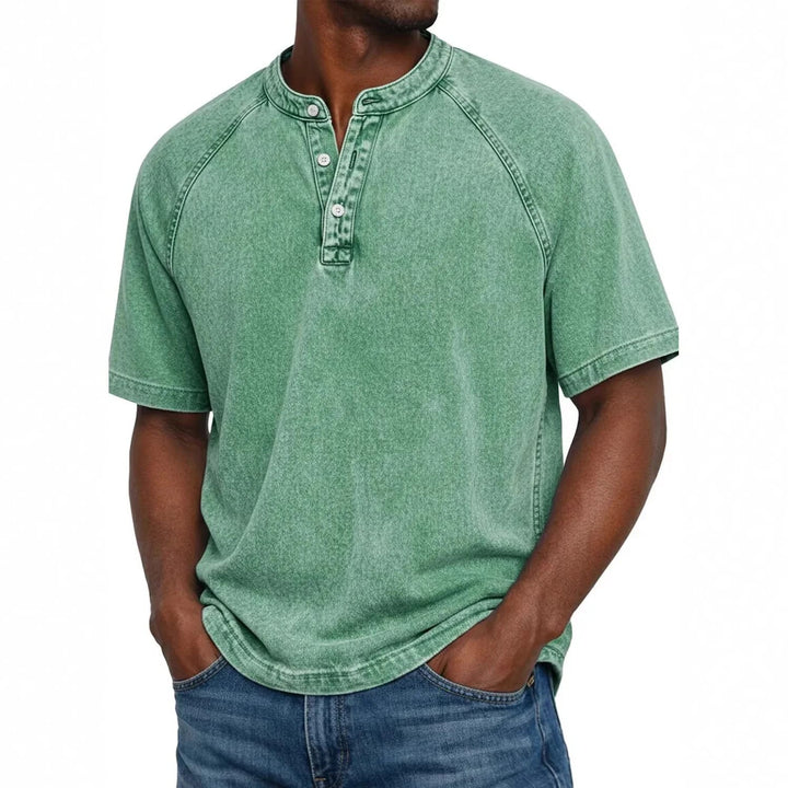 Bastian™ | Henley i vintage denim