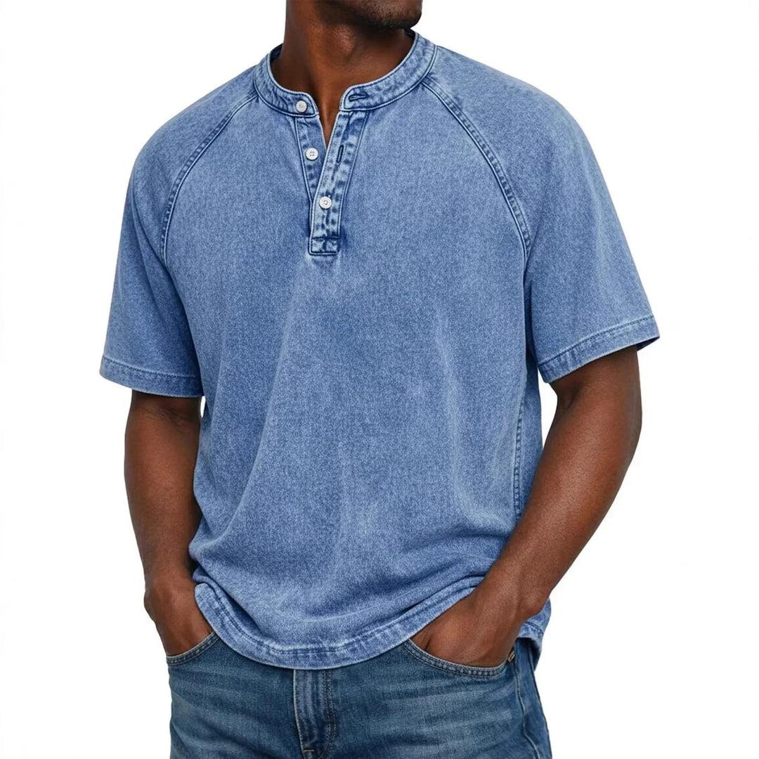 Bastian™ | Henley i vintage denim