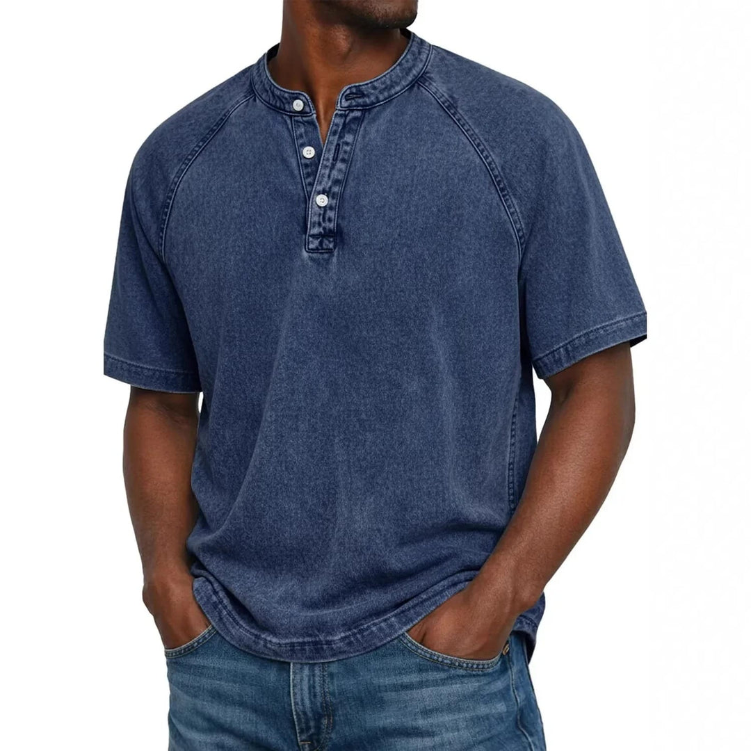 Bastian™ | Henley i vintage denim
