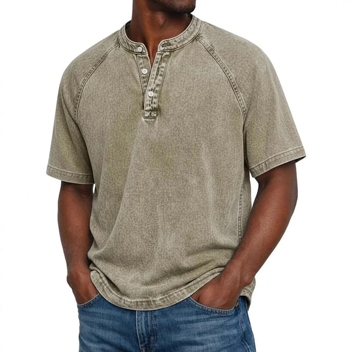 Bastian™ | Henley i vintage denim