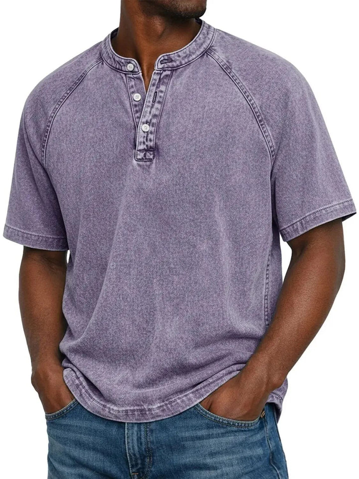 Bastian™ | Henley i vintage denim
