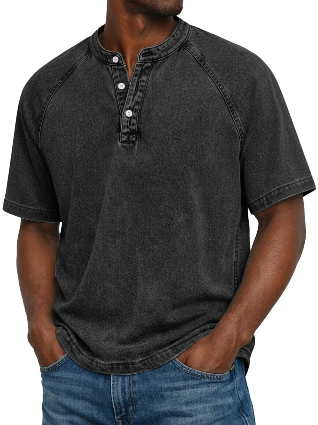 Bastian™ | Henley i vintage denim
