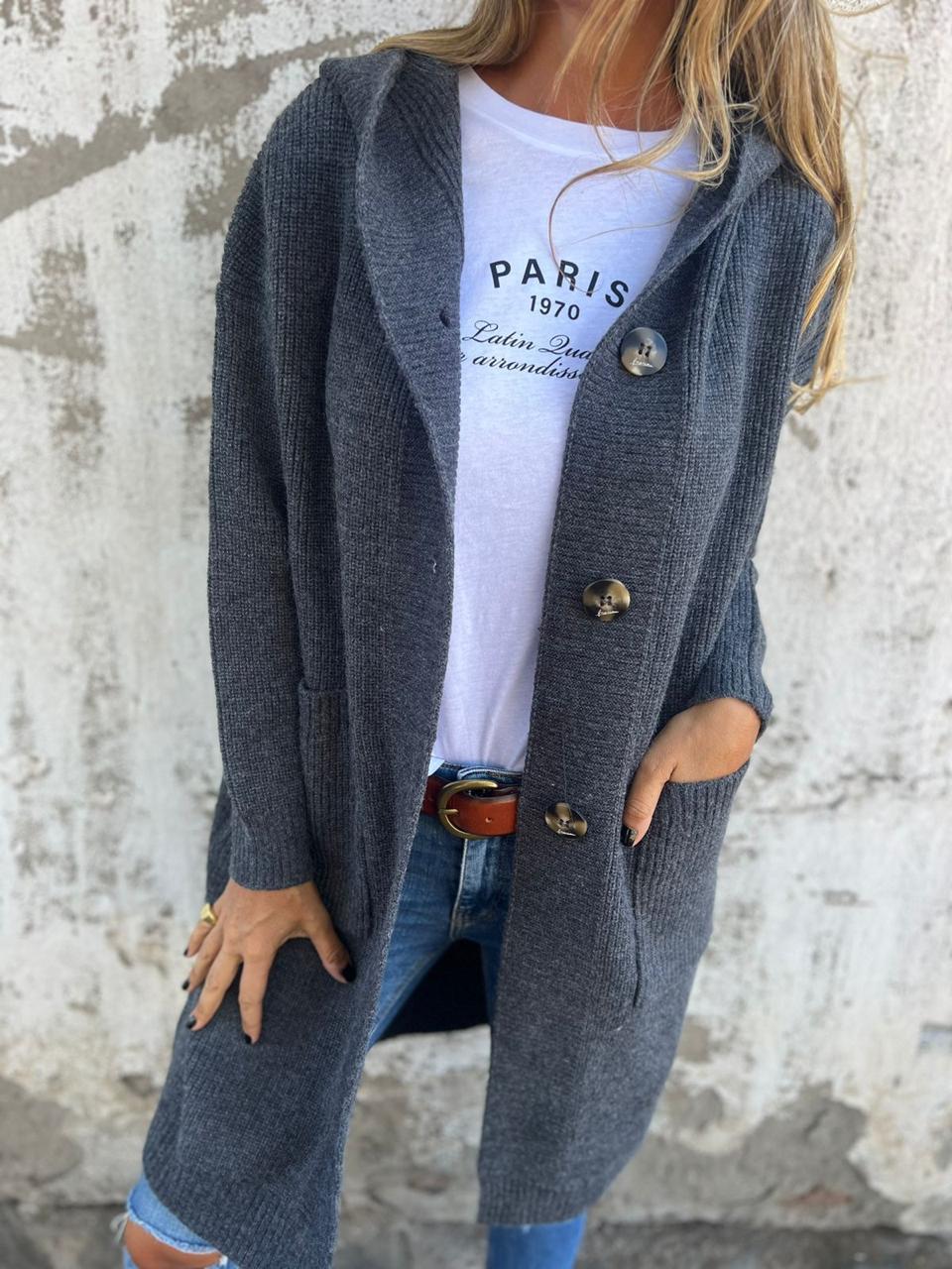 Viola™ | Blød lang cardigan med knapper