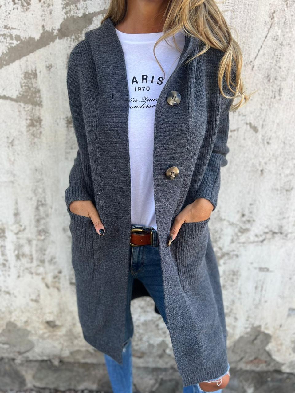 Viola™ | Blød lang cardigan med knapper