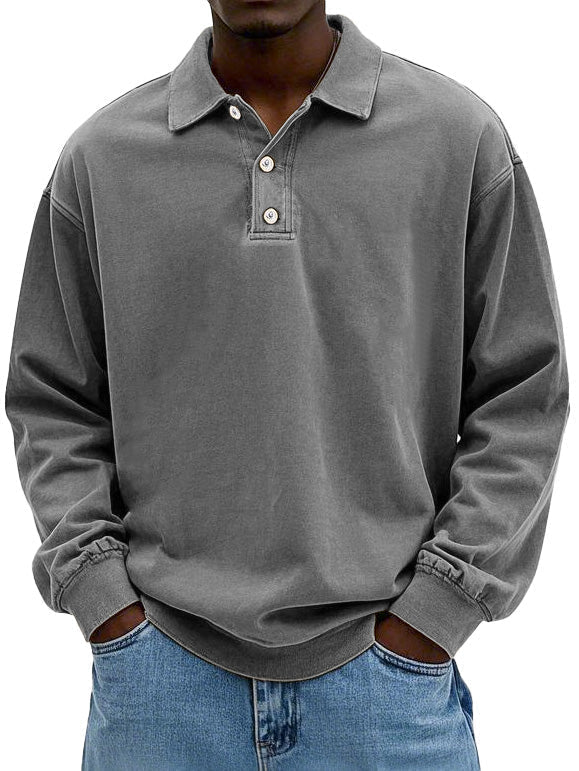 Matteo™ | Langærmet poloshirt i vasket bomuld