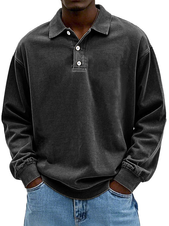 Matteo™ | Langærmet poloshirt i vasket bomuld