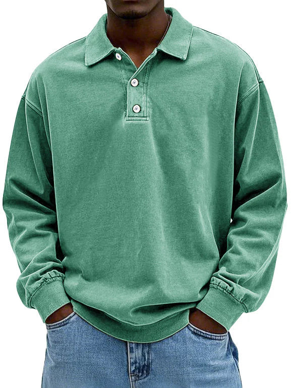 Matteo™ | Langærmet poloshirt i vasket bomuld